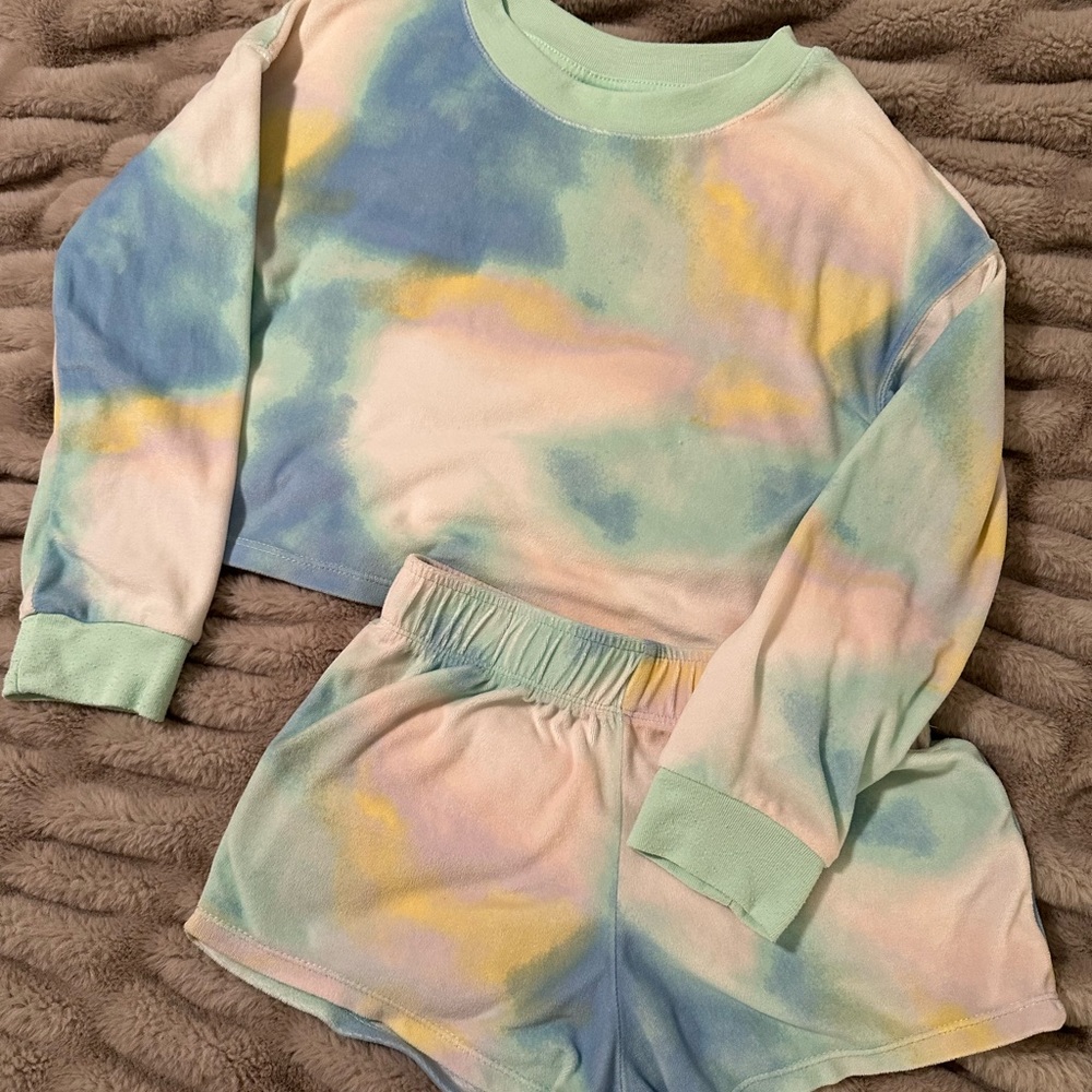 Art Class Girls Tie Dye Super Soft Cropped Pajamas Size 7/8